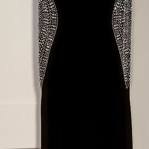 Black beaded evening gown
